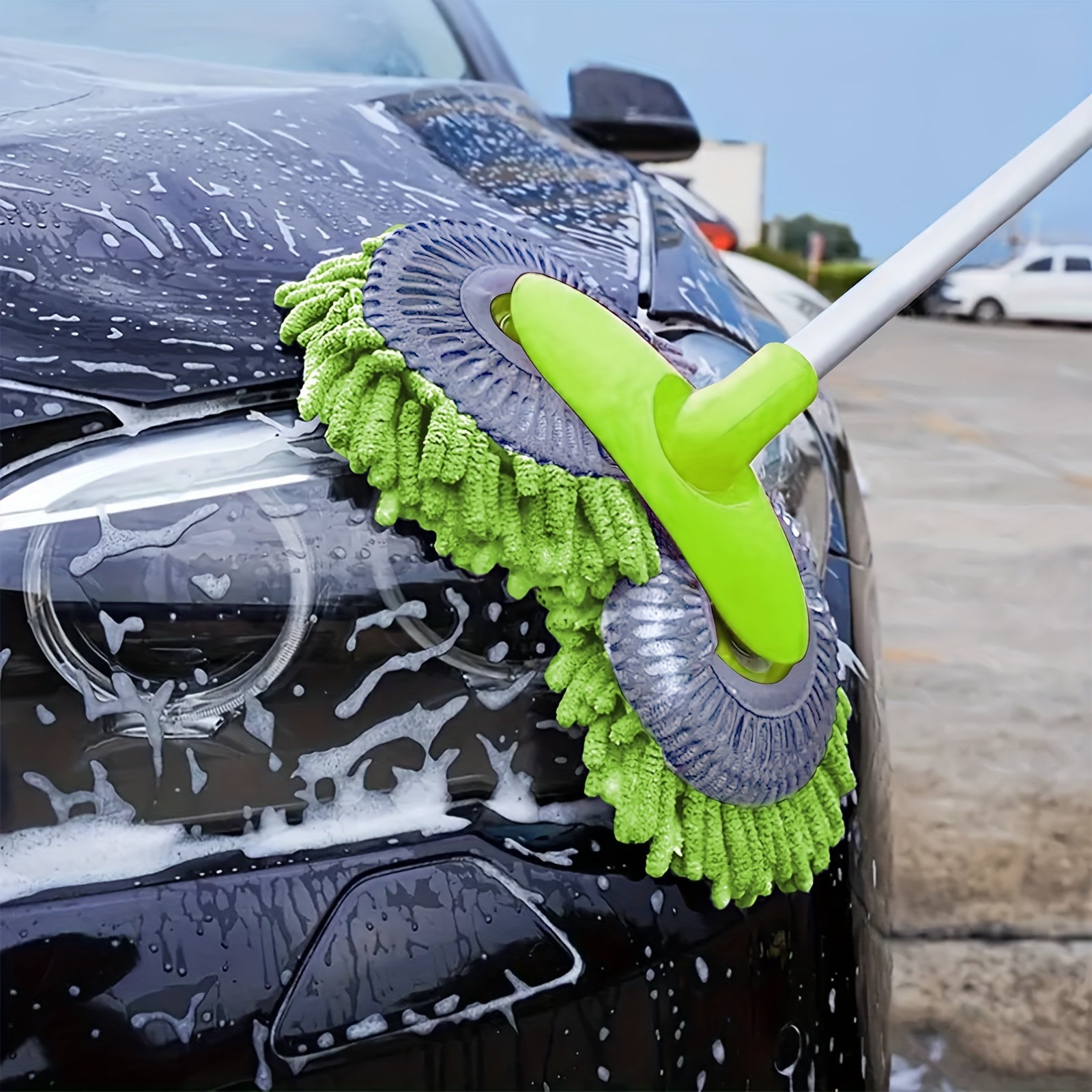 3in1 Green Dual Brush Head Microfiber Car Wash Mitt  Ideal for Cleaning and Detailing Durable and Absorbent Car Washing EssentialsDual Brush DesignAbsorbent Material Car Washing Supplies
